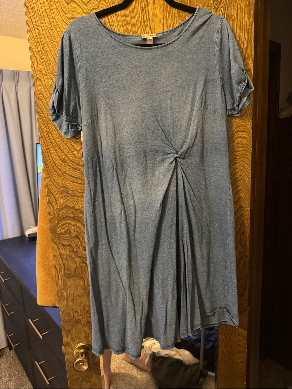 HOLDING HORSES Blue Twist-Front Mini Dress